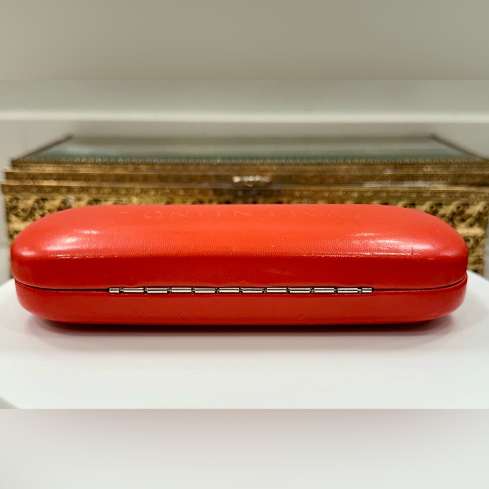 Valentino - Red Leather-Covered Hinged Eyeglass/Sunglass/Eyewear Hard-Case VGUC - Picture 12 of 15